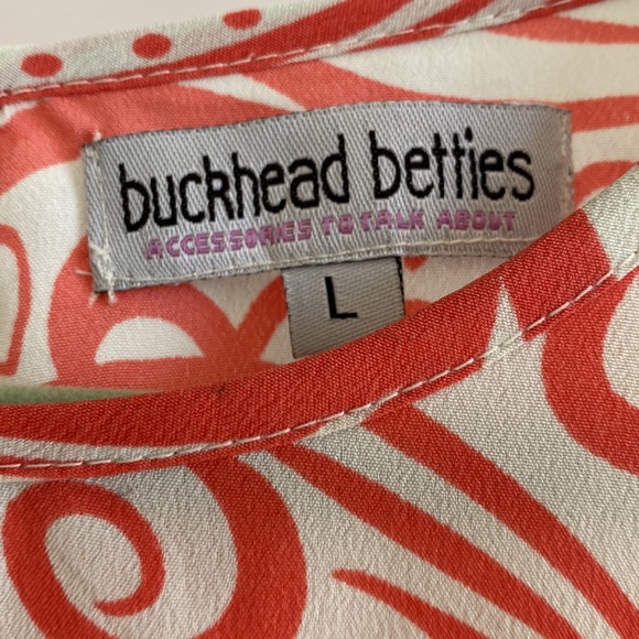 Buckhead Betties Top- French Bliss Coral and white swirl short sleeve top -Large - Picture 2 of 7
